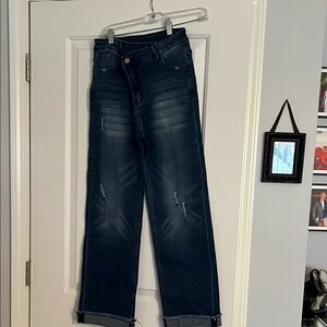 Dark Wash Women's Straight-Leg Jeans - Blue